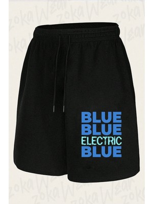 Zoka Wear Unisex Electric Blue David Bowie Tasarım Baskılı Şort