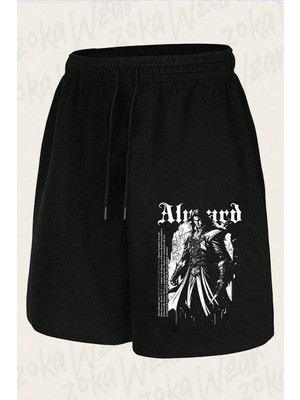 Zoka Wear Unisex Alucard Black White Streetwear Tasarım Baskılı Şort