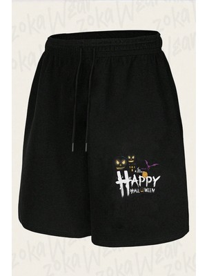 Zoka Wear Unisex Halloween Happy Tasarım Baskılı Şort