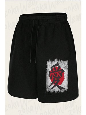 Zoka Wear Unisex Japanese Love Kanji Tasarım Baskılı Şort