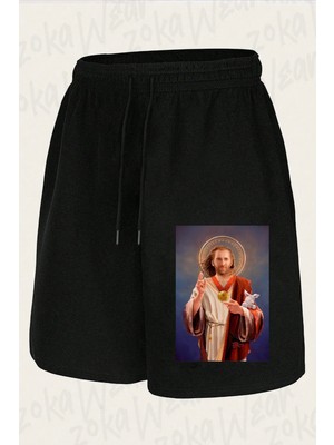 Zoka Wear Unisex Nicolas Cage, Saint Nicolas Of Cage Tasarım Baskılı Şort