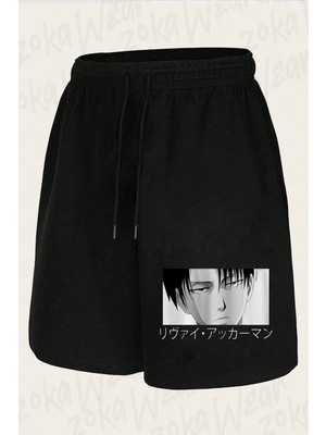 Zoka Wear Unisex Attack On Titan Levi Ackermann Tasarım Baskılı Şort