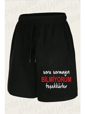 Zoka Wear Unisex Bilmiyorum Teşekkürler Tasarım Baskılı Şort