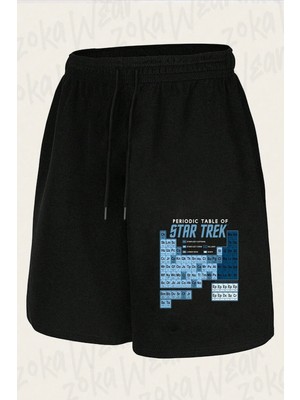 Zoka Wear Unisex Star Trek Vintage Periodic Table Of Star Trek Tasarım Baskılı Şort