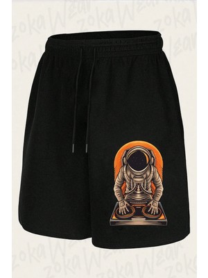 Zoka Wear Unisex Dj Astronot Tasarım Baskılı Şort