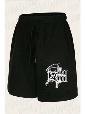 Zoka Wear Unisex Logo Deat Tasarım Baskılı Şort