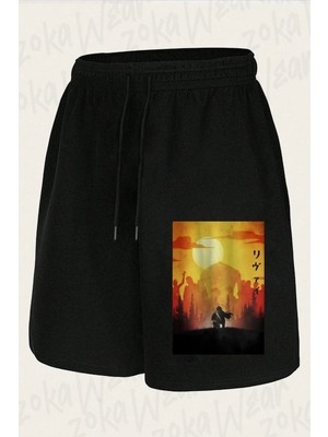 Zoka Wear Unisex Aot Illüstrasyon Anime Karakter Tasarım Baskılı Şort