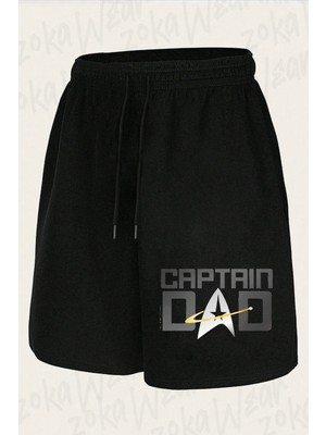 Zoka Wear Unisex The Next Generation Father's Day Captain Dad Tasarım Baskılı Şort