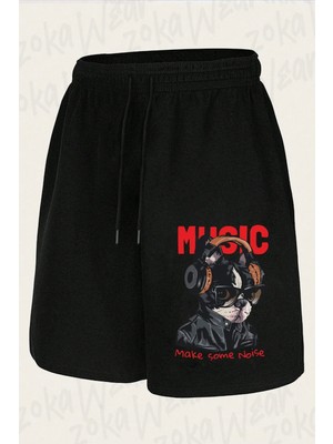 Zoka Wear Unisex Musıc Make Some Noıse Tasarım Baskılı Şort