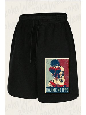 Zoka Wear Unisex Hajime No Ippo In Hope Distressed Style Tasarım Baskılı Şort