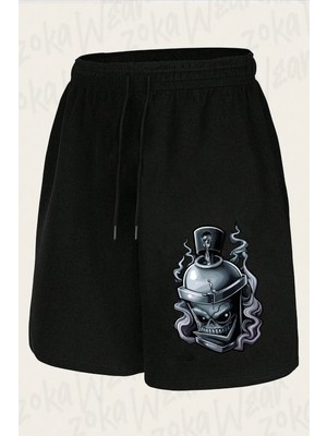 Zoka Wear Unisex Graffıtı Sprey Kutusu Tasarım Baskılı Şort
