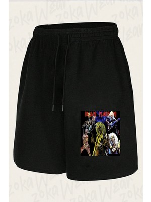 Zoka Wear Unisex Band Iron Maiden Tasarım Baskılı Şort