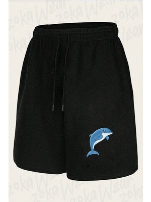 Zoka Wear Unisex Animal Yunusbalığı Tasarım Baskılı Şort