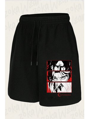 Zoka Wear Unisex Castlevania Angry Eyes Group Panel Poster Tasarım Baskılı Şort