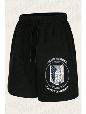 Zoka Wear Unisex Attack On Titan Semboller Animee Tasarım Baskılı Şort
