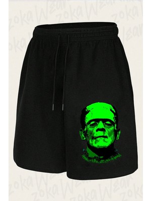 Zoka Wear Unisex Frankenstein Tasarım Baskılı Şort