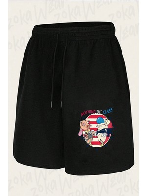 Zoka Wear Unisex Ren And Stimpy Nothing But Class American Tasarım Baskılı Şort