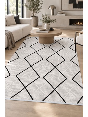Ally Carpet Riola Naxos Krem Vizon Siyah Özel Ölçü Salon Oturma Odası Robot Süpürge Uyumlu Akrilik Halı