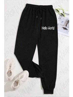 Zoka Wear Unisex Hello World Yazılımcı Baskılı Eşofman Altı