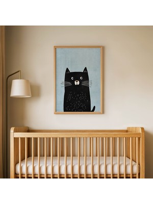 Domirus Minnoş Kedi Çocuk Odası Posteri Ahşap Çerçeveli Tablo Duvar Dekorasyonu
