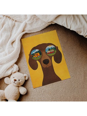 Domirus Kamp Gözlüklü Köpek Çocuk Odası Posteri Çerçevesiz Poster Duvar Dekorasyonu