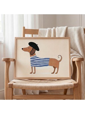 Domirus Pijamalı Köpek Çocuk Odası Posteri Ahşap Çerçeveli Tablo Duvar Dekorasyonu