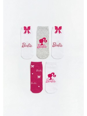 Lc Waikiki Yeni Sezon Pembe Barbie Baskılı Kız Çocuk Patik Çorap 5'li