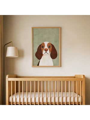 Domirus Uzun Kulaklı Köpek Çocuk Odası Posteri Ahşap Çerçeveli Tablo Duvar Dekorasyonu