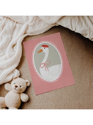 Domirus Pembe Çerçeveli Kaz Çocuk Odası Posteri Çerçevesiz Poster Duvar Dekorasyonu