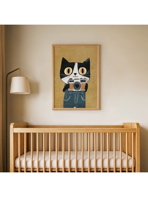 Domirus Fotoğrafçı Minik Kedi Çocuk Odası Posteri Ahşap Çerçeveli Tablo Duvar Dekorasyonu