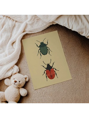 Domirus Ikili Renkli Böcekler Çocuk Odası Posteri Çerçevesiz Poster Duvar Dekorasyonu