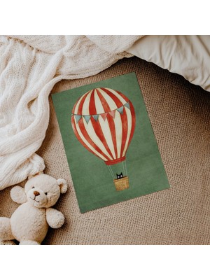 Domirus Yeşil Uçan Balon Çocuk Odası Posteri Çerçevesiz Poster Duvar Dekorasyonu