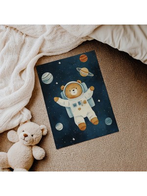 Domirus Astronot Ayı Çocuk Odası Posteri Çerçevesiz Poster Duvar Dekorasyonu