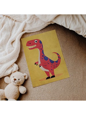 Domirus Neşeli Dinozor Çocuk Odası Posteri Çerçevesiz Poster Duvar Dekorasyonu