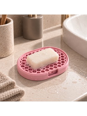 Basart 2 Parçalı Petek Desenli Sabunluk – 3D Baskı Sabunluk – Süzgeçli Banyo Sabunluğu – Dekoratif Sabunluk