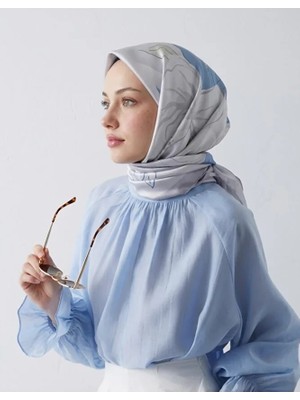 Bushu Flora Twill Eşarp - Çiçek Yaprak Desenli