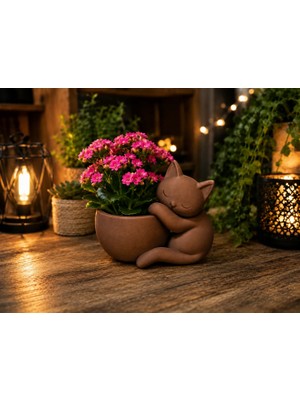 Luord-Store 3D Baskı Sarılan Saksı - Sevimli Dekoratif Saksı - Kahverengi