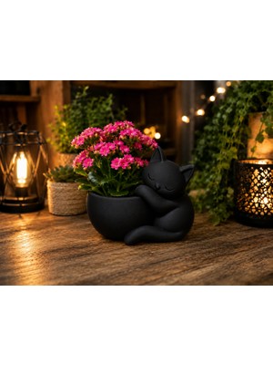 Luord-Store 3D Baskı Sarılan Saksı - Sevimli Dekoratif Saksı - Siyah