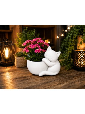 Luord-Store 3D Baskı Sarılan Saksı - Sevimli Dekoratif Saksı - Beyaz
