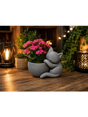 Luord-Store 3D Baskı Sarılan Saksı - Sevimli Dekoratif Saksı - Gri