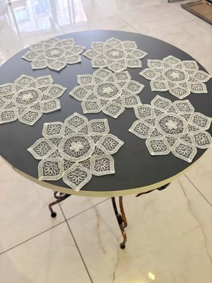 Luord-Store 6 Lı Dantel Kahve Sunumluğu 15X15 cm Asorti Desenli Bardak Altlığı Türk Kahvesi Fincan Sunum Seti