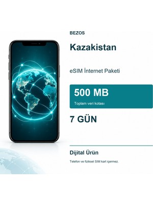 Luord-Store Kazakistan Esim Internet Paketi 500 MB 7 Gün