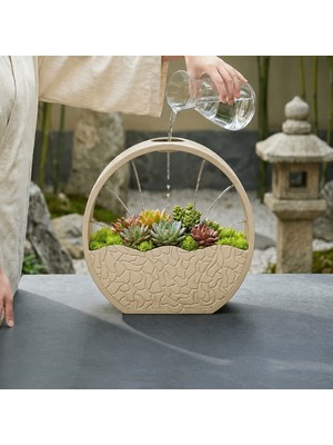 Luord-Store 3D Baskı Self-Watering Planter - Kendi Kendini Sulayan Saksı-Bej