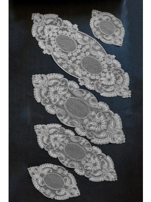 Luord-Store 5 Parça Salon Takımı Fransız Dantelli Salon Takımı - Gri