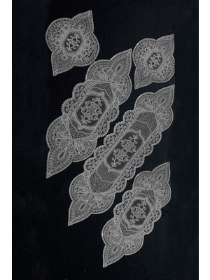 Luord-Store 5 Parça Salon Takımı Fransız Dantelli Salon Takımı - Gri