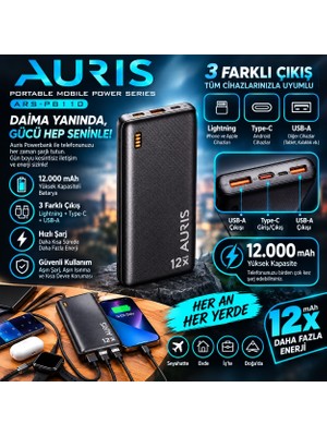 Auris ARS-PB110 12.000 Mah Powerbank - Bayi Depom