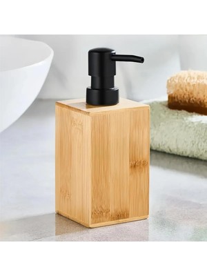 Happy Trend Bambu Sıvı Sabunluk, Modern Siyah Pompalı, 17X7X7 cm