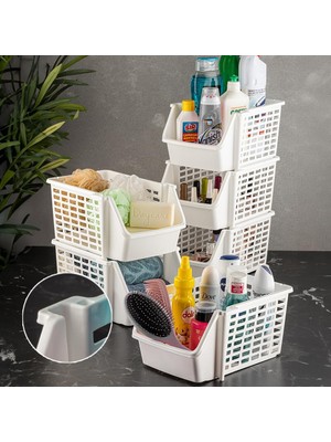 Happy Trend Home 6 Adet Üst Üste Eklenebilir Çok Amaçlı Banyo Mutfak Rafı - Kiler Dolap Içi Düzenleyici Organizer