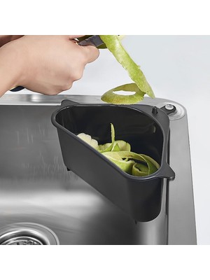 Happy Trend Plastik Lavabo Çöp Filtresi ve Süzgeci - Silikon Vantuzlu Köşe Lavabo Organizeri - Yemek Artığı Süzme ve Çöp Toplama Sepeti (18X18X9.5 cm - Asorti)