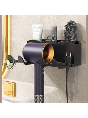 Happy Trend Saç Kurutma Makinası ve Banyo Malzemeleri Için Düzenleyici Askılık Stand - AL5053 (Siyah)